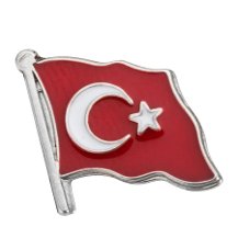 Gümüş Dalgalanan Türk Bayrağı Yaka Rozeti