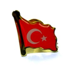 Dalgalanan Türk Bayrağı Yaka Rozeti Metal Bayrak Rozet Model No5