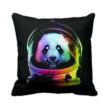 Astronot Renkli Panda Mekik Uzay Saten Yastık