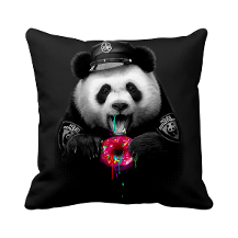 Amerikan Polis Panda Donut Tatlı Saten Yastık