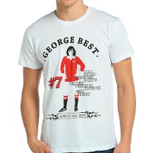 Bant Giyim - George Best Futbol Beyaz Erkek T-shirt Tişört