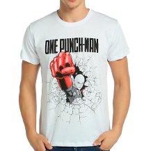 Bant Giyim - One Punch Man Saitama Beyaz Erkek T-shirt Tişört