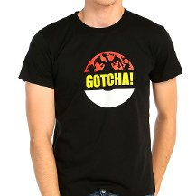 Bant Giyim - Pokemon Gotcha Siyah Erkek T-shirt Tişört