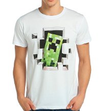 Bant Giyim - Minecraft Oyun Beyaz Erkek T-shirt Tişört