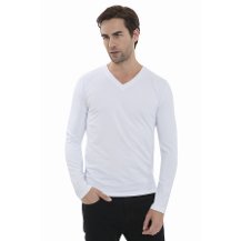 Mela D'oro MM-LV Uzun Kol  V Yaka Erkek T-Shirt 2 Farklı Renkte
